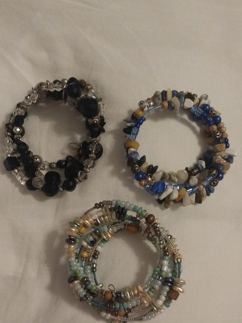 Handmade Multi-Color Beaded Coil Bracelet Stack - Women Jewelry